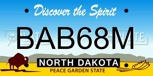 BAB68M North Dakota License Plate