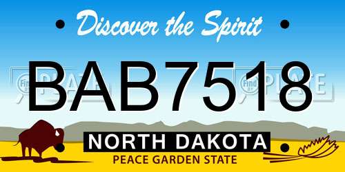 BAB7518 North Dakota License Plate
