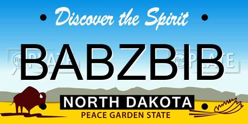 BABZBIB North Dakota License Plate