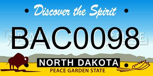BAC0098 North Dakota License Plate