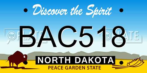 BAC518 North Dakota License Plate