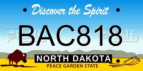 BAC818 North Dakota License Plate