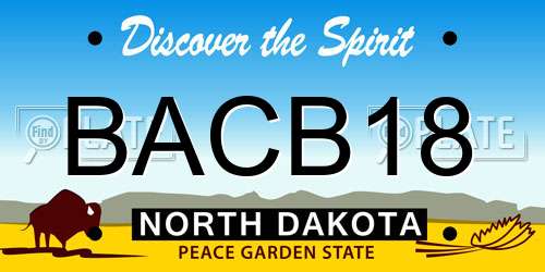 BACB18 North Dakota License Plate
