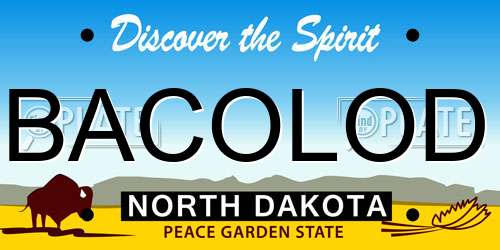 BACOLOD North Dakota License Plate