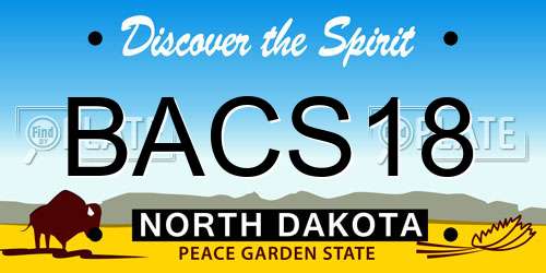 BACS18 North Dakota License Plate