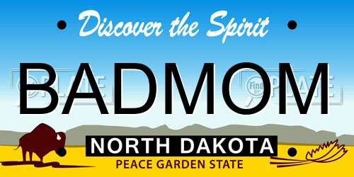 BADMOM North Dakota License Plate