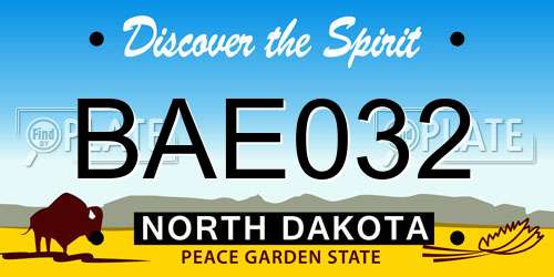 BAE032 North Dakota License Plate