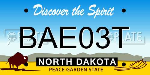 BAE03T North Dakota License Plate