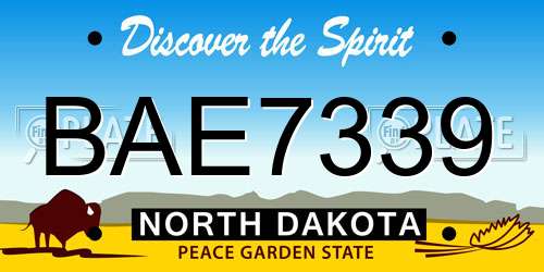 BAE7339 North Dakota License Plate