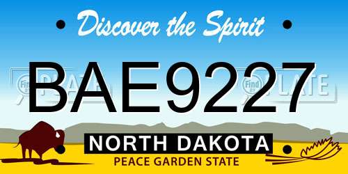 BAE9227 North Dakota License Plate