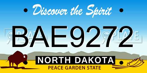 BAE9272 North Dakota License Plate