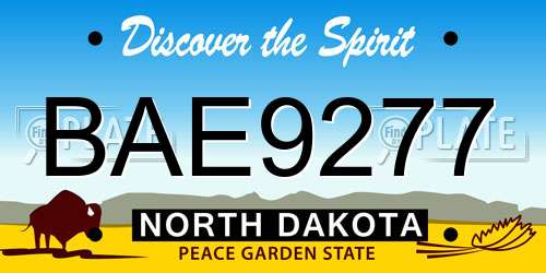 BAE9277 North Dakota License Plate