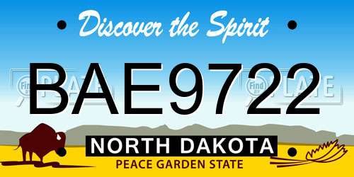 BAE9722 North Dakota License Plate