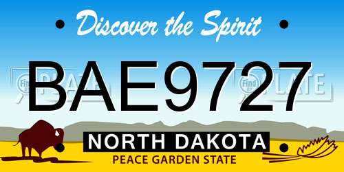 BAE9727 North Dakota License Plate