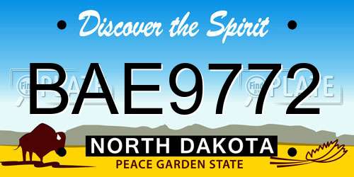 BAE9772 North Dakota License Plate