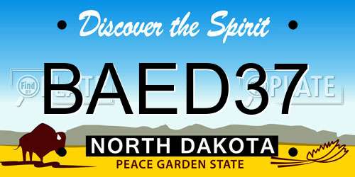 BAED37 North Dakota License Plate