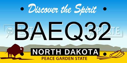 BAEQ32 North Dakota License Plate