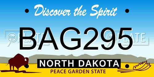 BAG295 North Dakota License Plate