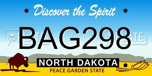 BAG298 North Dakota License Plate