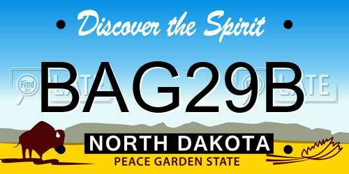BAG29B North Dakota License Plate