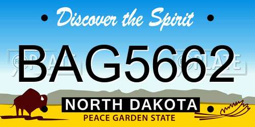 BAG5662 North Dakota License Plate