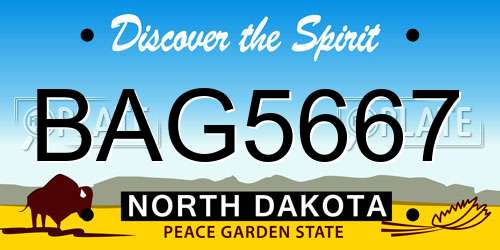 BAG5667 North Dakota License Plate