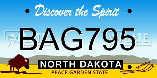 BAG795 North Dakota License Plate