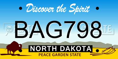 BAG798 North Dakota License Plate