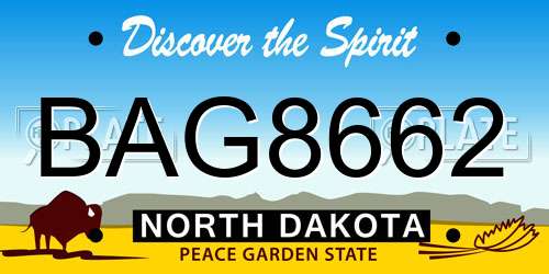 BAG8662 North Dakota License Plate