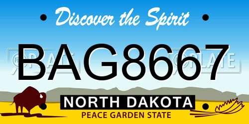 BAG8667 North Dakota License Plate