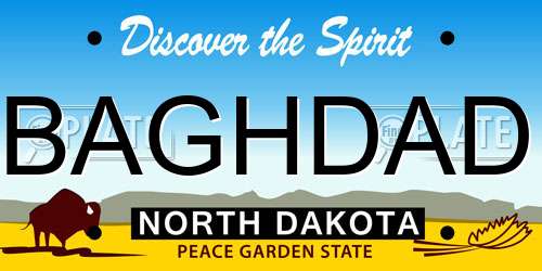 BAGHDAD North Dakota License Plate