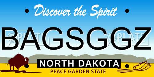 BAGSGGZ North Dakota License Plate