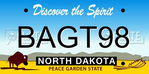 BAGT98 North Dakota License Plate