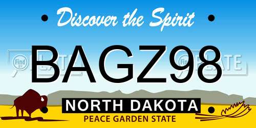 BAGZ98 North Dakota License Plate