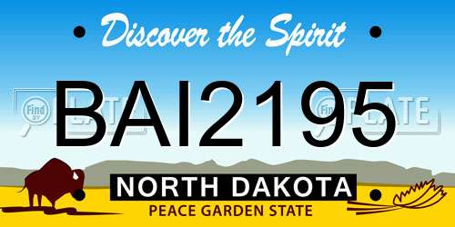 BAI2195 North Dakota License Plate