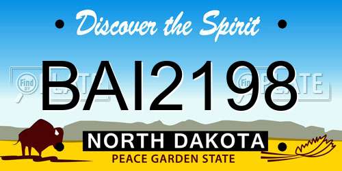 BAI2198 North Dakota License Plate