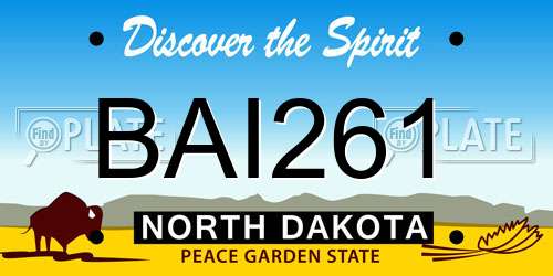 BAI261 North Dakota License Plate