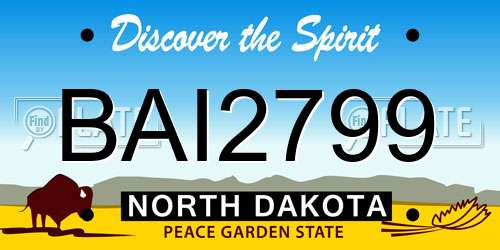 BAI2799 North Dakota License Plate