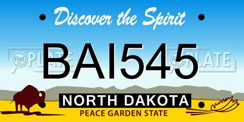 BAI545 North Dakota License Plate