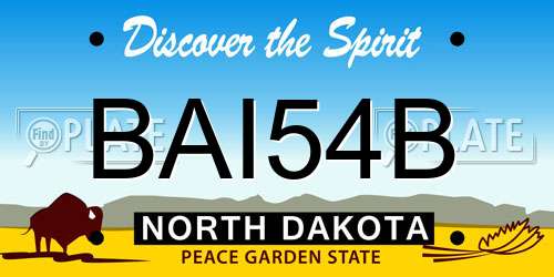 BAI54B North Dakota License Plate