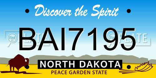 BAI7195 North Dakota License Plate