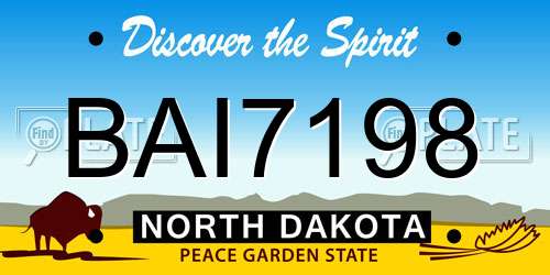 BAI7198 North Dakota License Plate
