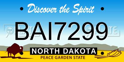 BAI7299 North Dakota License Plate