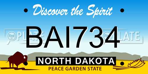 BAI734 North Dakota License Plate