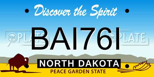 BAI76I North Dakota License Plate