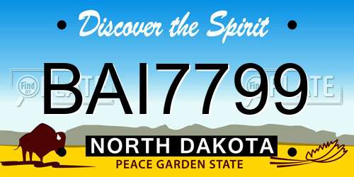 BAI7799 North Dakota License Plate