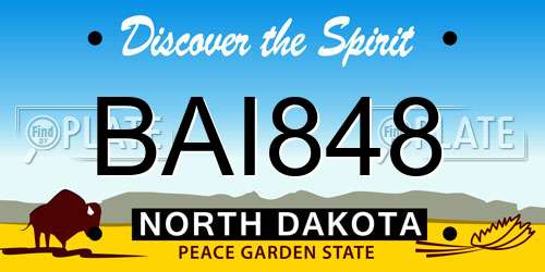 BAI848 North Dakota License Plate