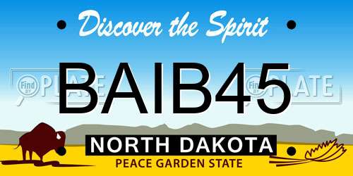 BAIB45 North Dakota License Plate