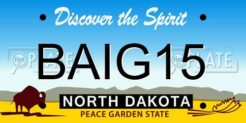 BAIG15 North Dakota License Plate