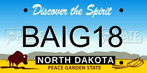 BAIG18 North Dakota License Plate